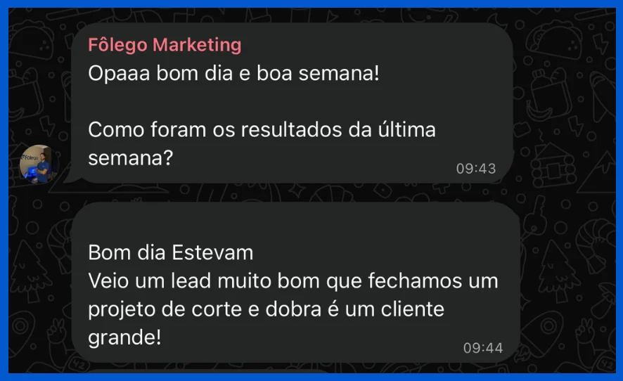 Conversa real com cliente
